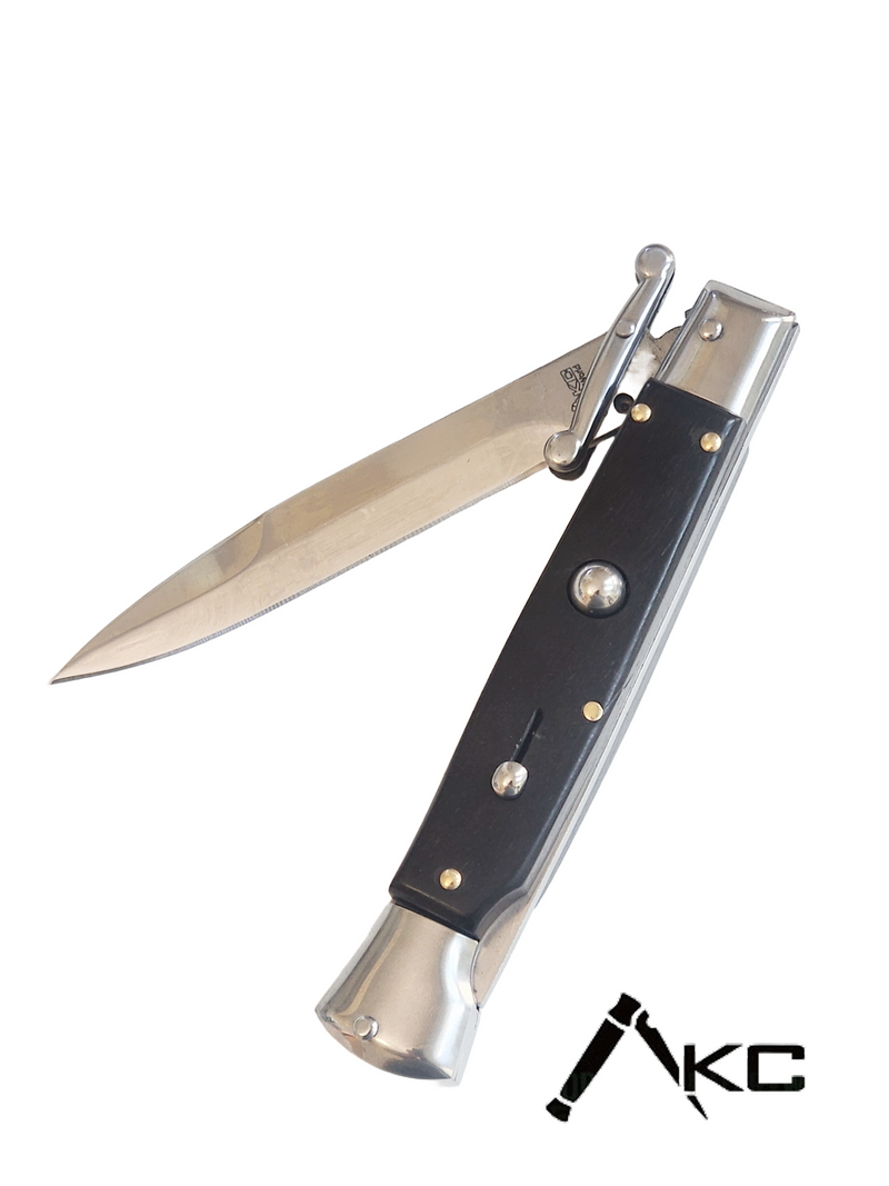 AKC Swinguard 9" Automatic Italian Stiletto Ebony (4" Polish Bayonet)