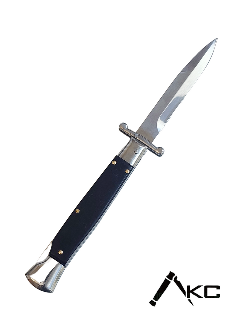 AKC Swinguard 9" Automatic Italian Stiletto Ebony (4" Polish Bayonet)