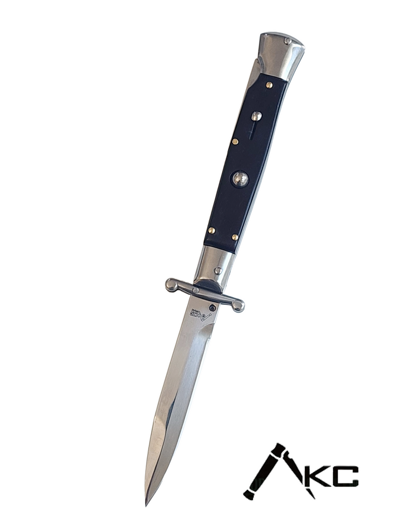 AKC Swinguard 9" Automatic Italian Stiletto Black (4" Polish Bayonet).