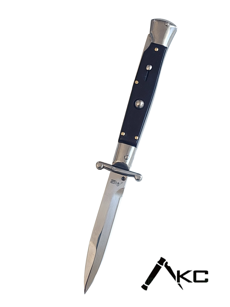 AKC Swinguard 9" Automatic Italian Stiletto Ebony (4" Polish Bayonet)