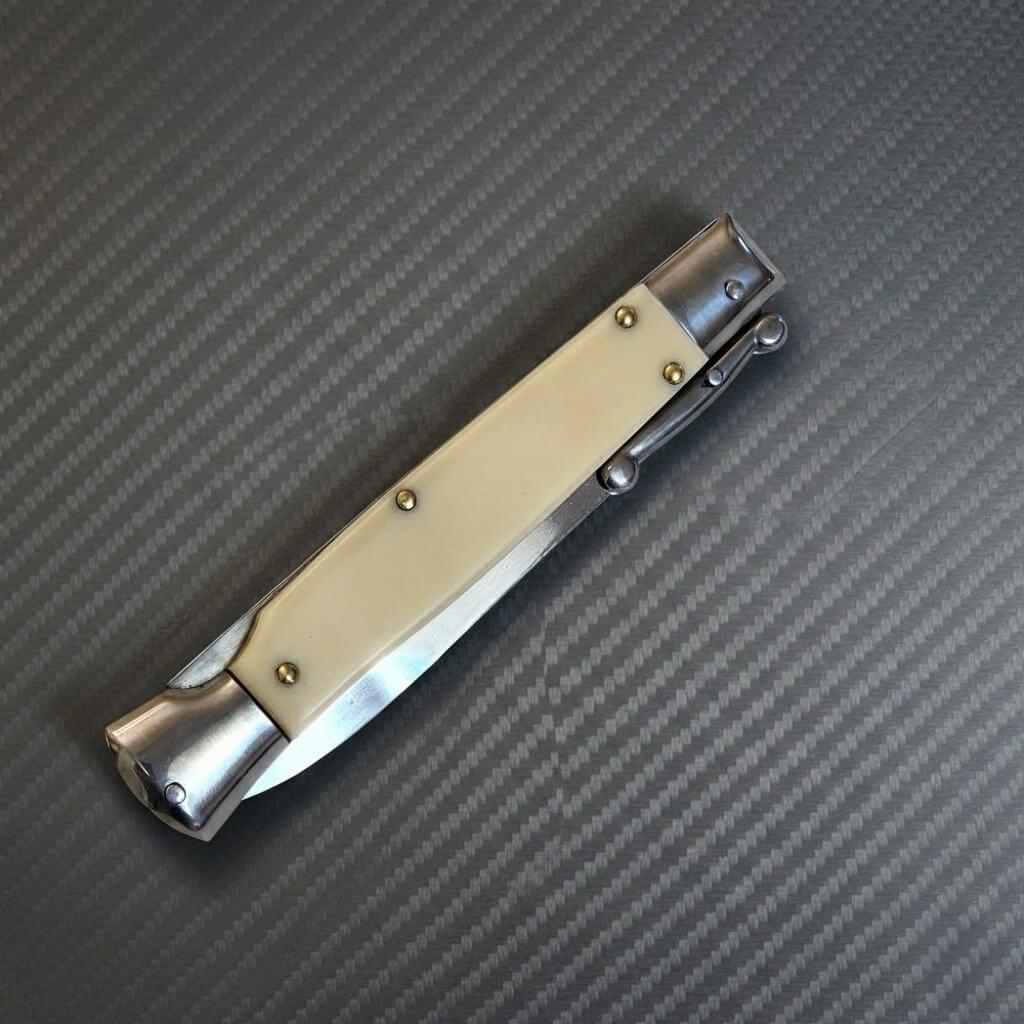 AKC Swinguard 9" Automatic Italian Stiletto Ivory (4" Polish Bayonet)