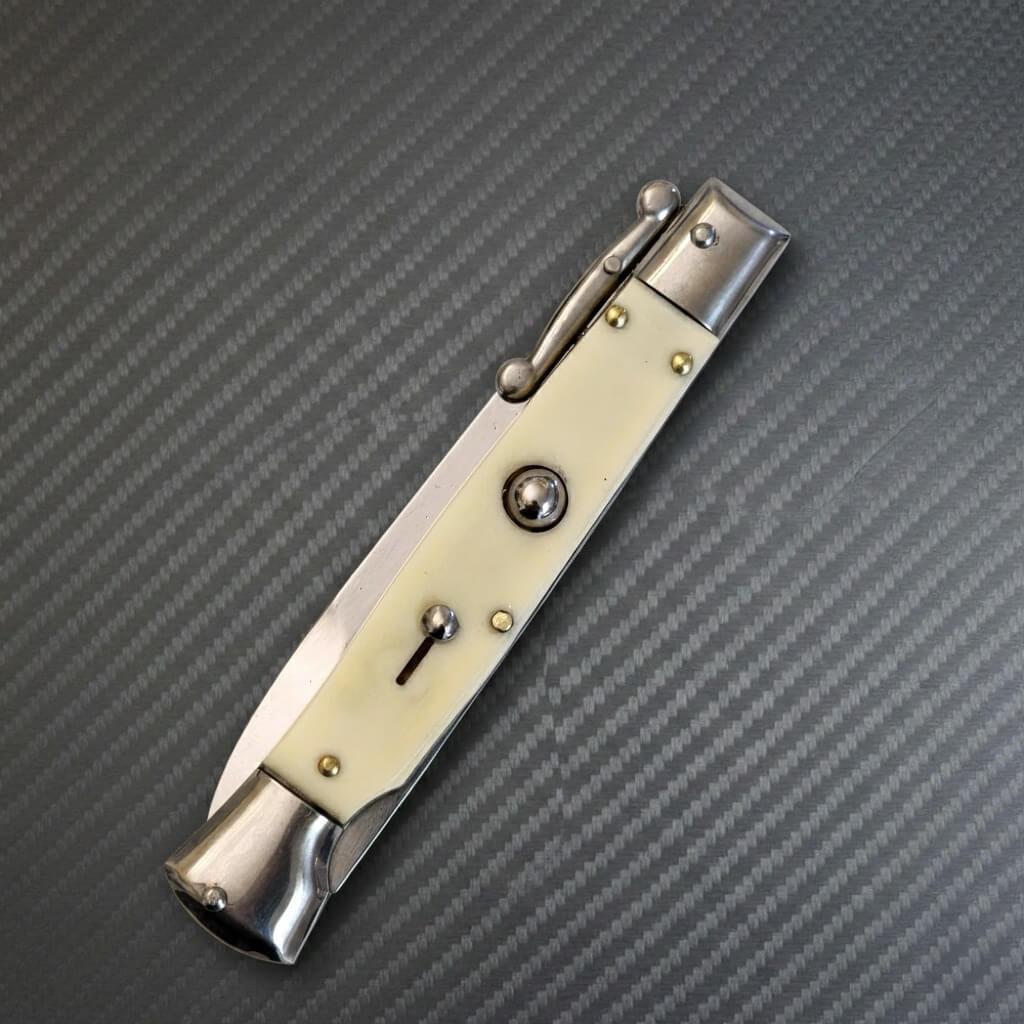 AKC Swinguard 9" Automatic Italian Stiletto Ivory (4" Polish Bayonet)