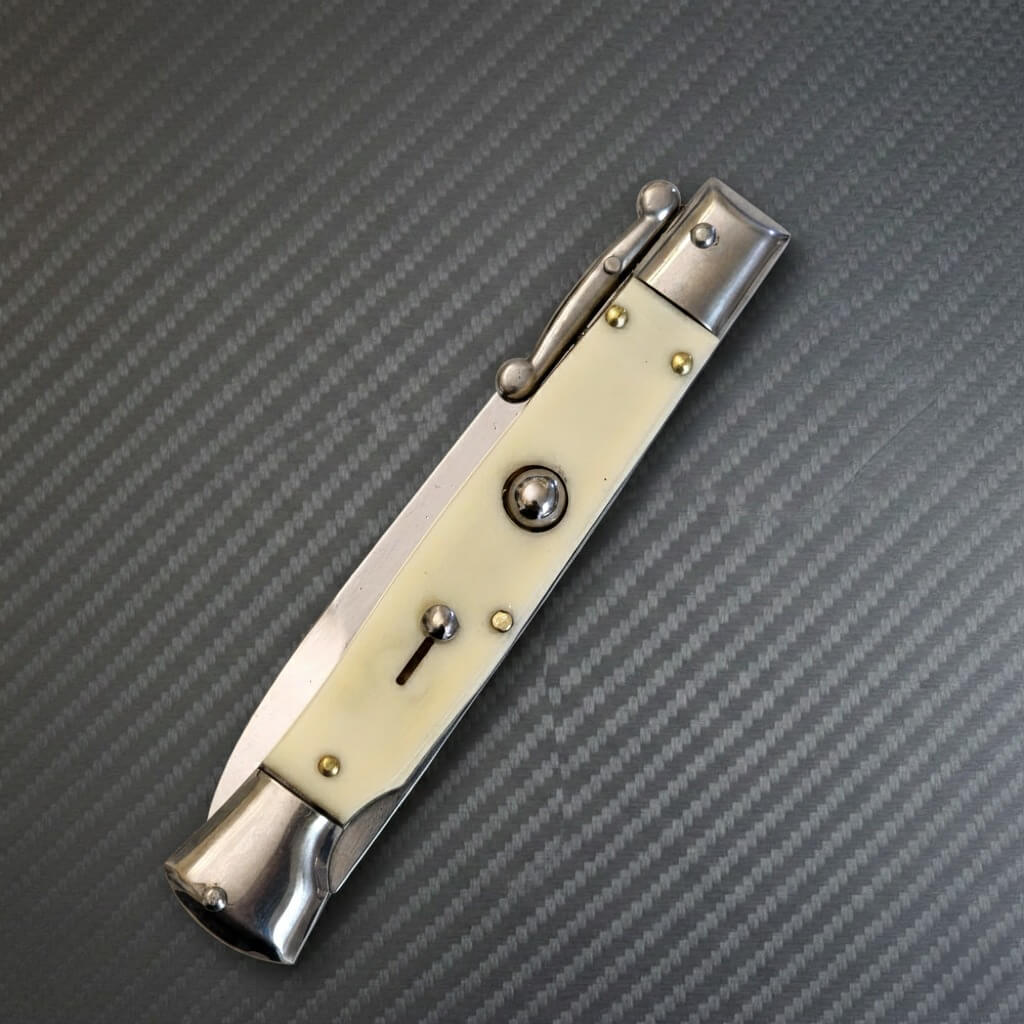 AKC Swinguard 9" Automatic Italian Stiletto Ivory (4" Polish Bayonet)