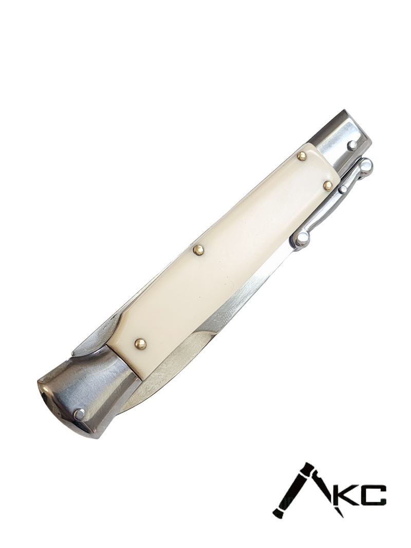 AKC Swinguard 9" Automatic Italian Stiletto Ivory (4" Polish Bayonet)