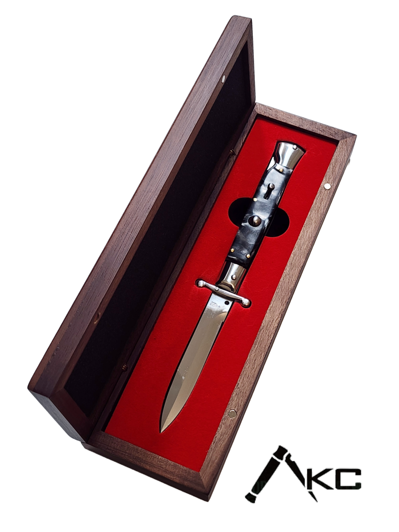 AKC Swinguard 9" Automatic Italian Stiletto Marble (4" Polish Bayonet)