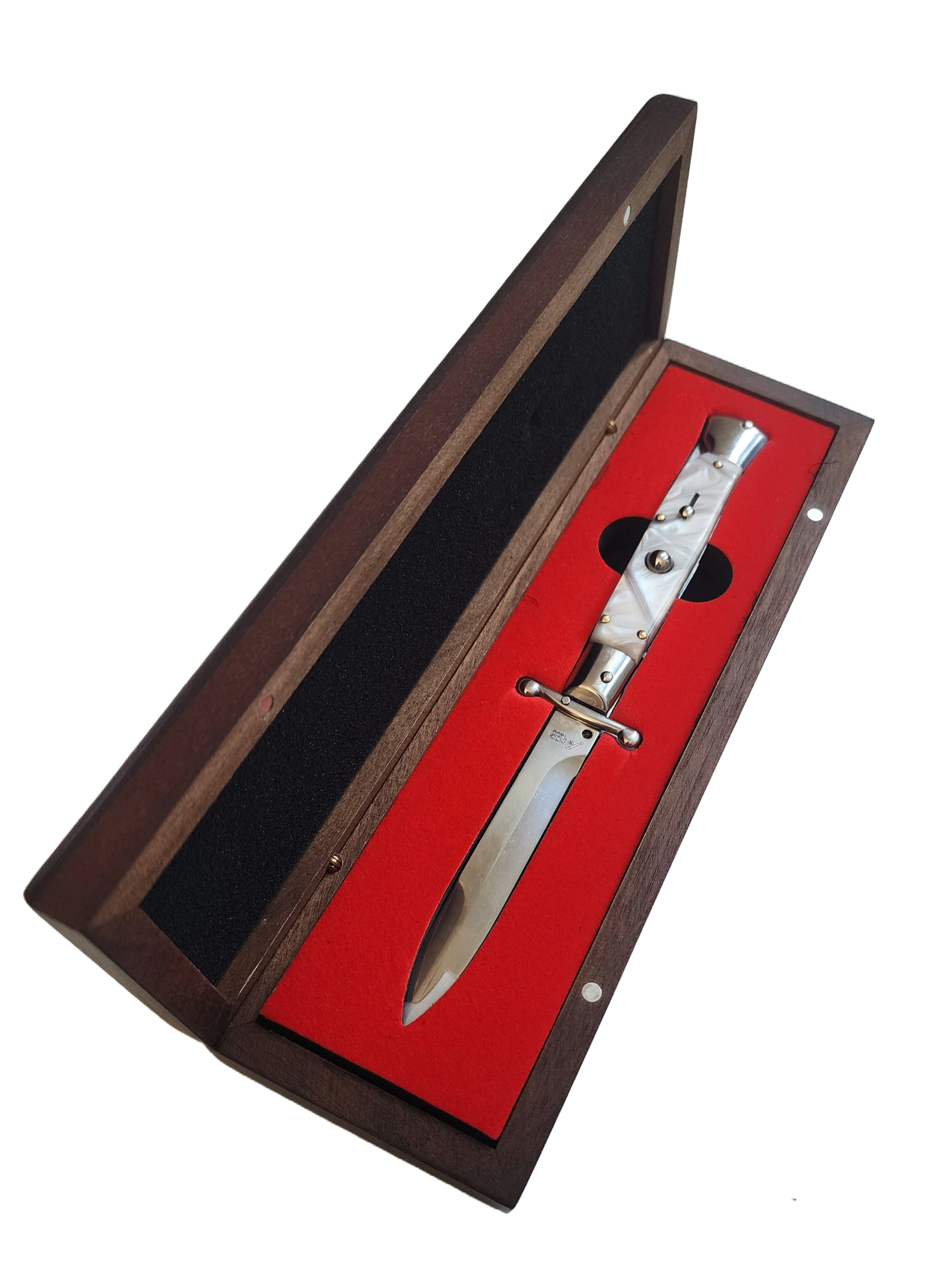 AKC Swinguard 9" Automatic Italian Stiletto Pearl (4" Polish Bayonet).