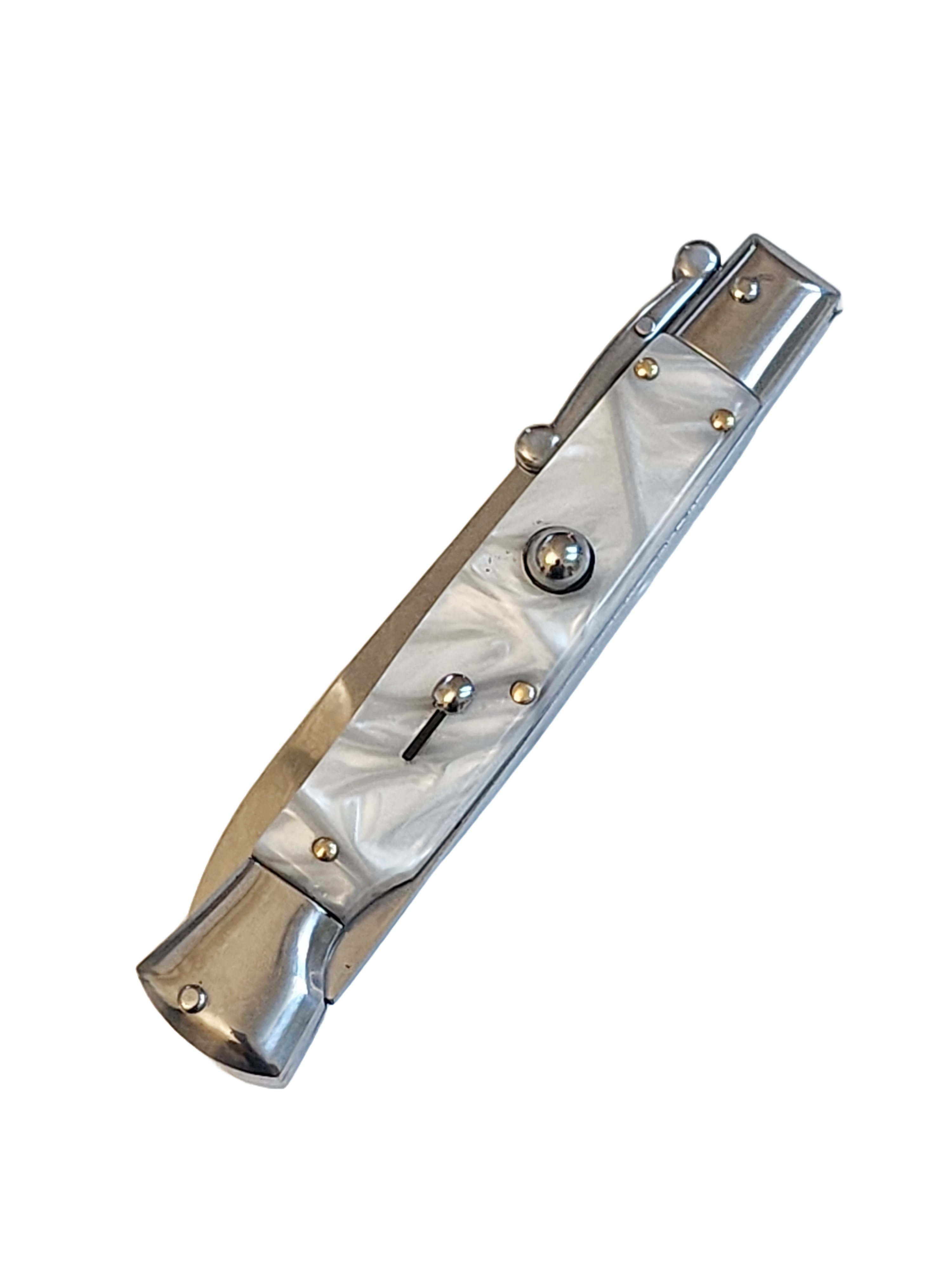 AKC Swinguard 9" Automatic Italian Stiletto Pearl (4" Polish Bayonet).