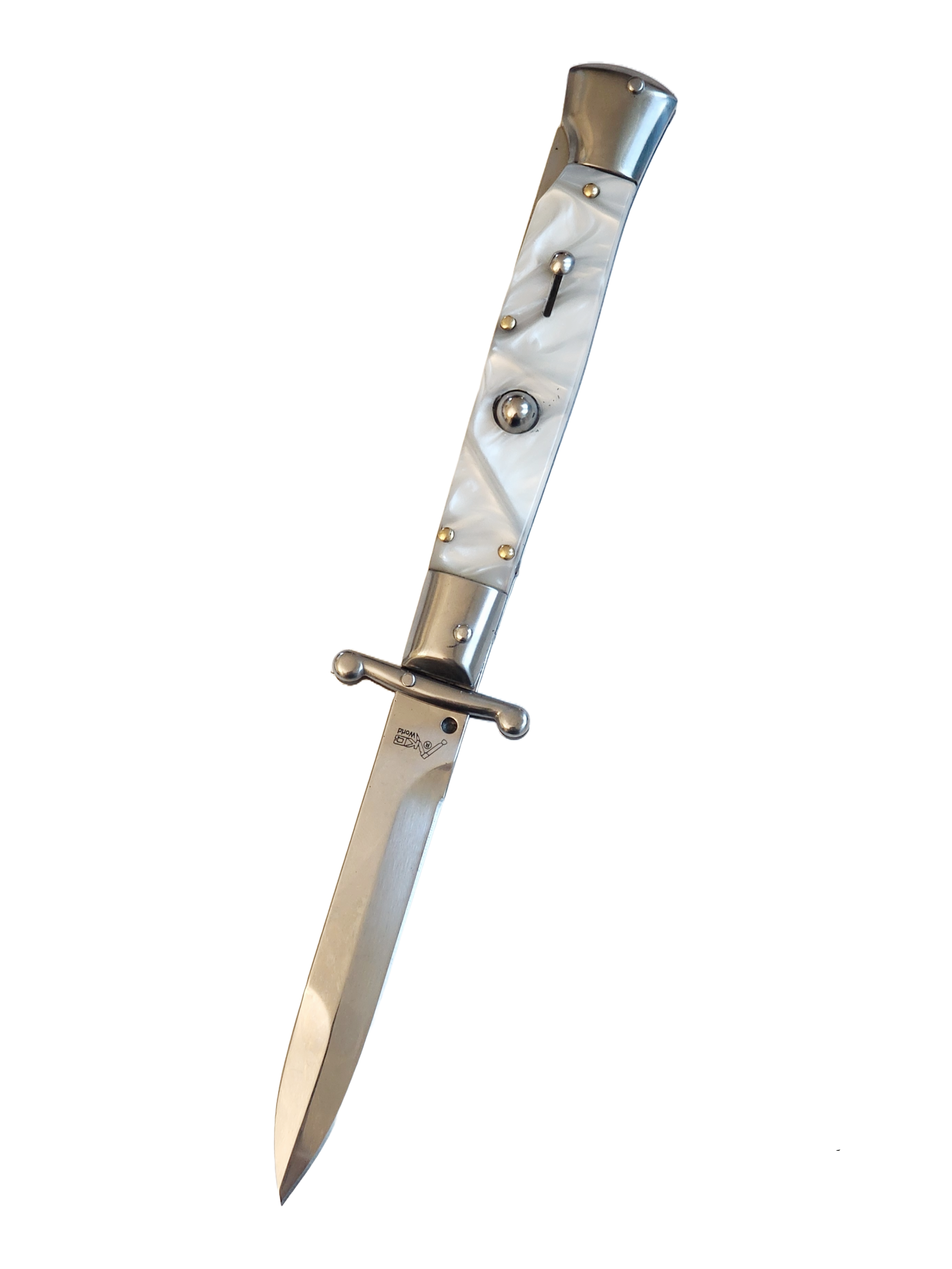 AKC Swinguard 9" Automatic Italian Stiletto Pearl (4" Polish Bayonet).