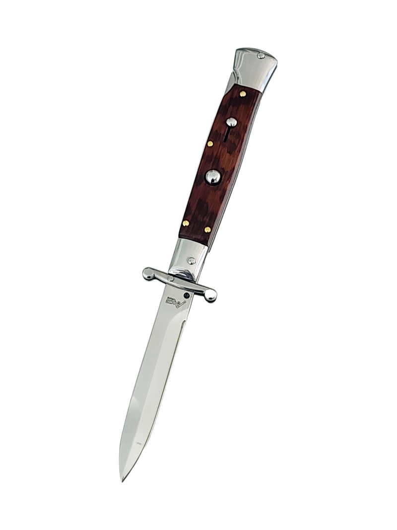 AKC Swinguard 9" Automatic Italian Stiletto Wood (4" Polish Bayonet).