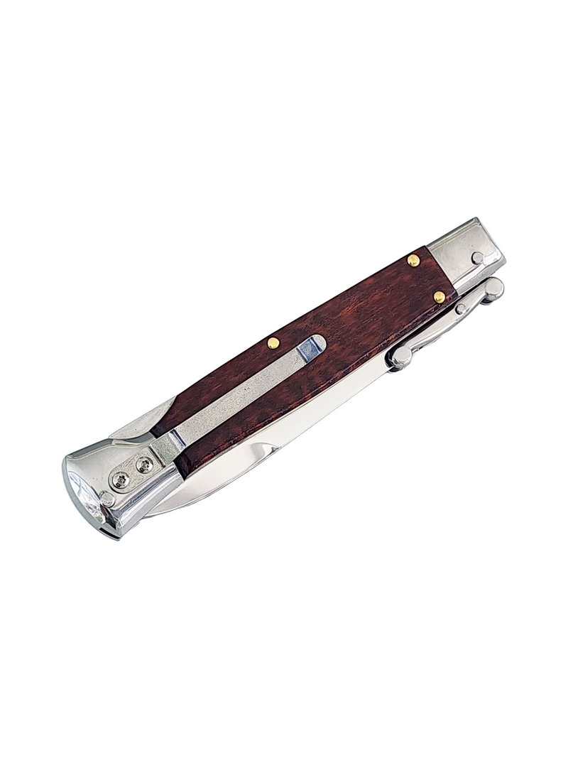 AKC Swinguard 9" Automatic Italian Stiletto Wood (4" Polish Bayonet).