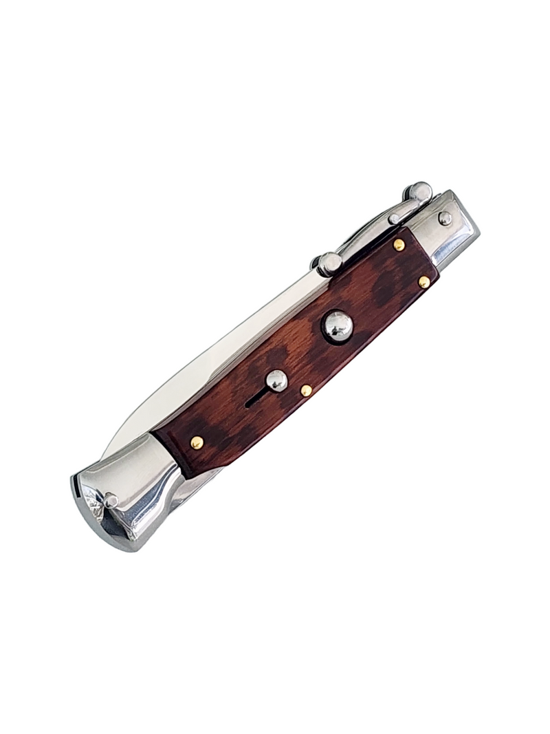 AKC Swinguard 9" Automatic Italian Stiletto Wood (4" Polish Bayonet).