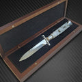 AKC Swinguard 9" Automatic Italian Stiletto White Pearl(4" Polish Bayonet)