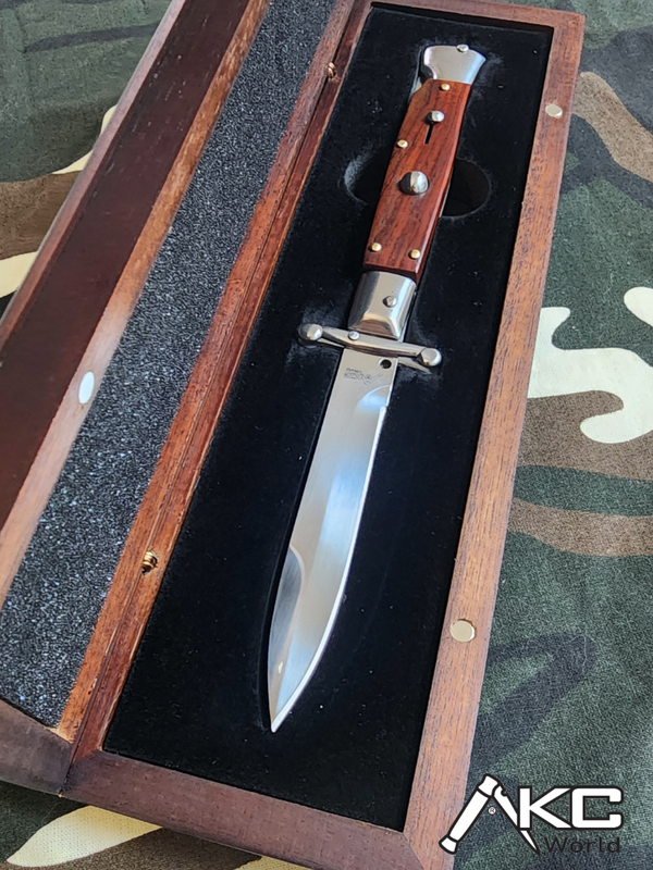 AKC Swinguard 9" Automatic Italian Stiletto Wood (4" Polish Bayonet)