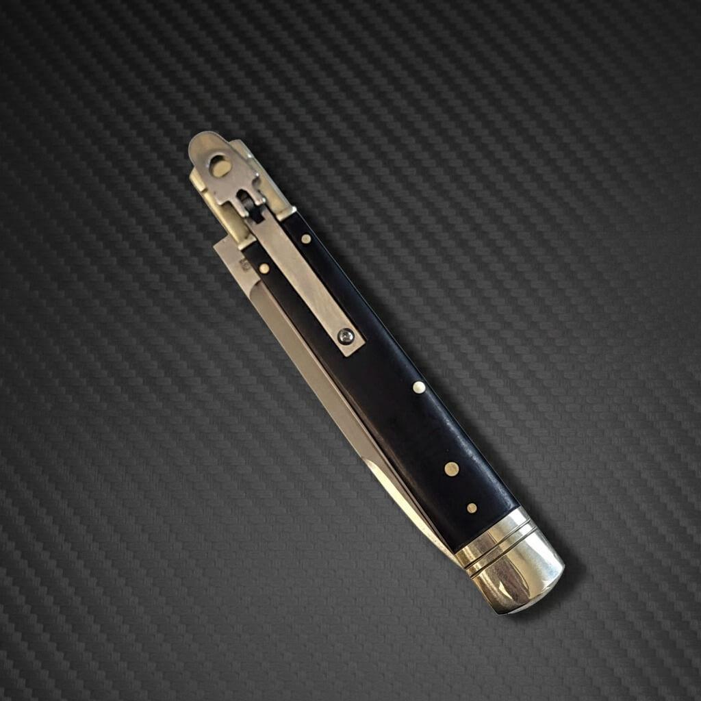 AKC World 9" Leverlock Automatic Knife Dark Horn - Satin Plain