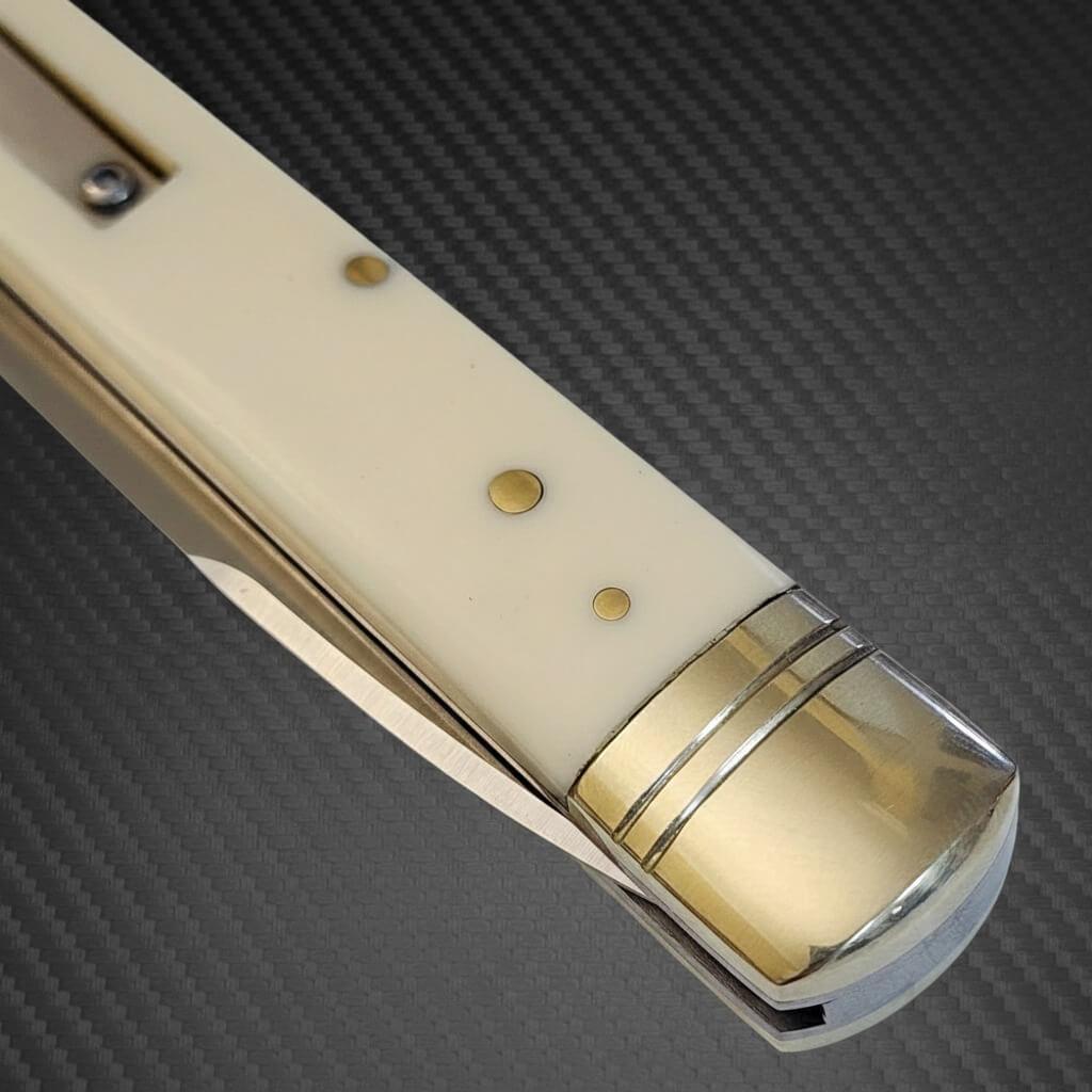 AKC World 9" Leverlock Automatic Knife Sim Ivory - Satin Plain