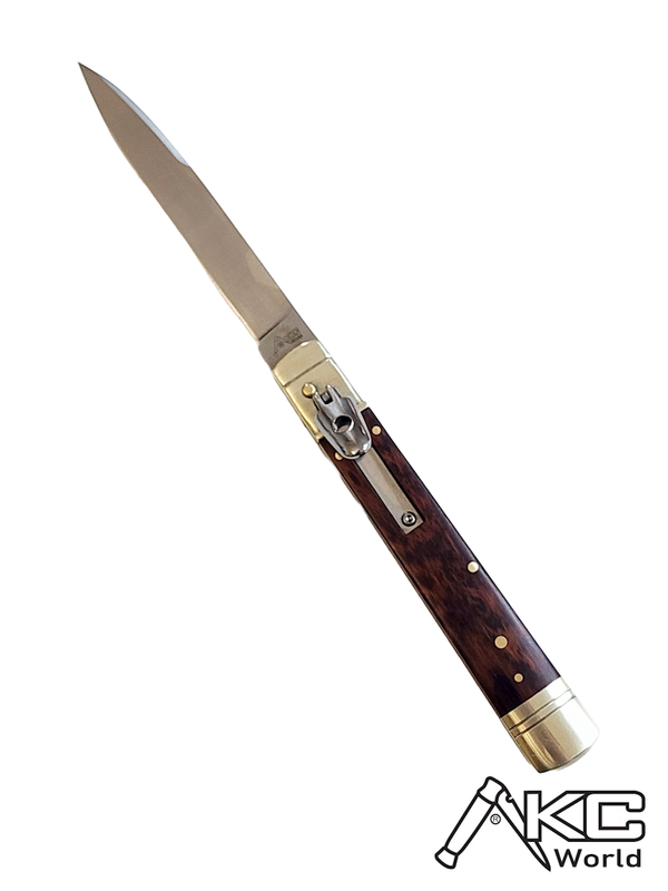 AKC World 9" Leverlock Automatic Knife Snakewood - Satin Plain