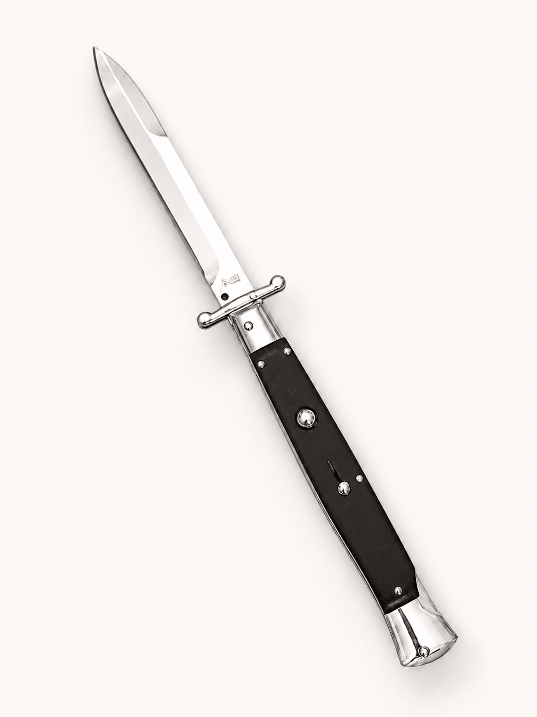 AKC World Italian 11" Dark Horn Auto Swinguard - Polished Bayonet
