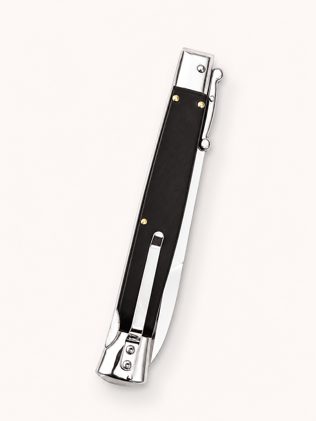 AKC World Italian 11" Dark Horn Auto Swinguard - Polished Bayonet