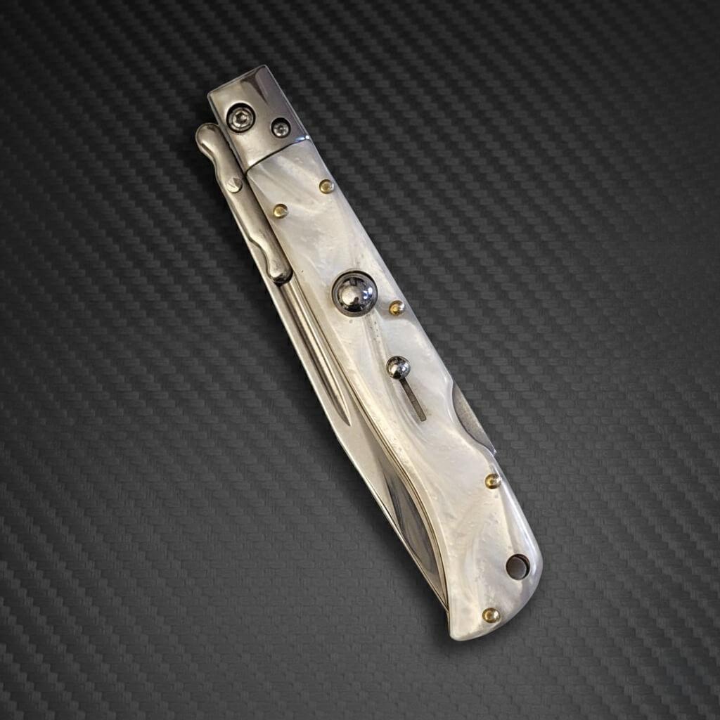 AKC 9" Italian Roma Swinguard Automatic - White Pearl (3.75" Polished)