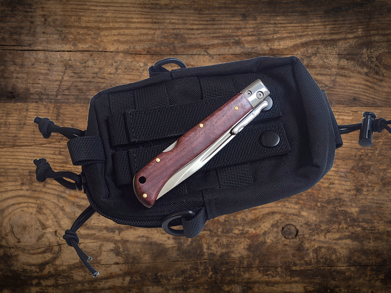AKC 9" Italian Roma Swinguard Automatic Knife - Wood (3.75" Polished)