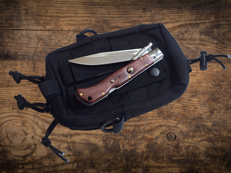 AKC 9" Italian Roma Swinguard Automatic Knife - Wood (3.75" Polished)
