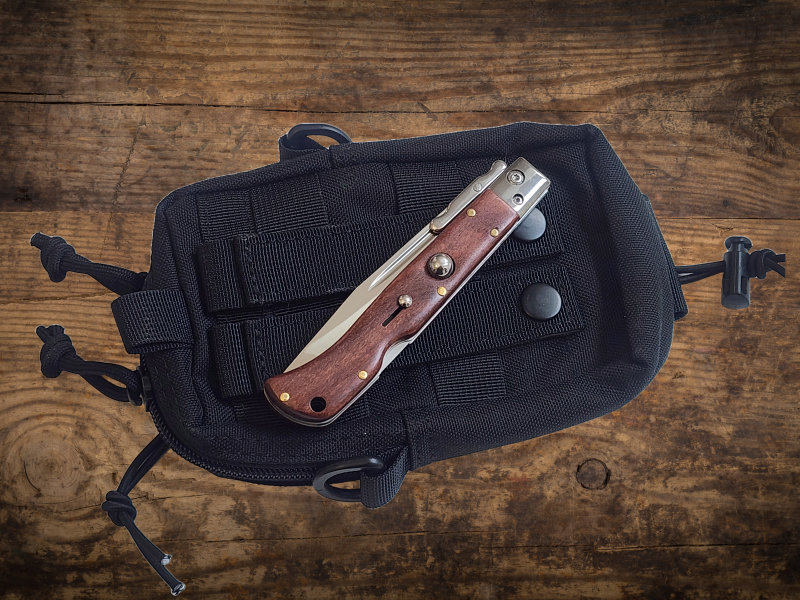 AKC 9" Italian Roma Swinguard Automatic Knife - Wood (3.75" Polished)