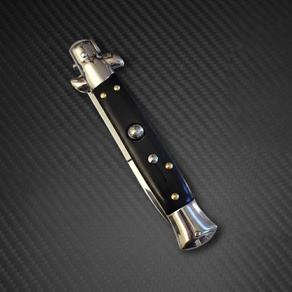 AKC 9 Italian Stiletto Automatic Knife in Dark Coffee with 3.75 Bayonet blade, premium quality stiletto knife