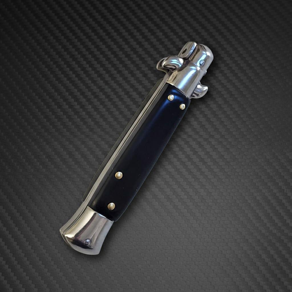 AKC 9 Italian Stiletto Automatic Knife in Dark Coffee with 3.75 Bayonet blade, premium quality stiletto knife