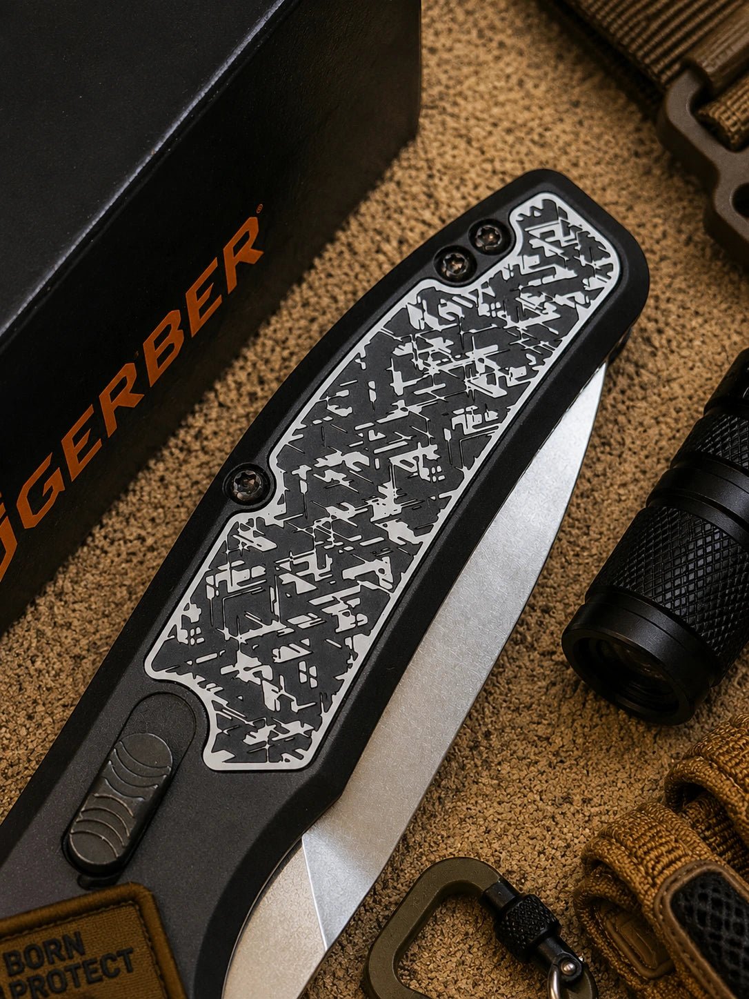 Gerber Empower Automatic Knife Black/White Armor Grip (3.25" SW)