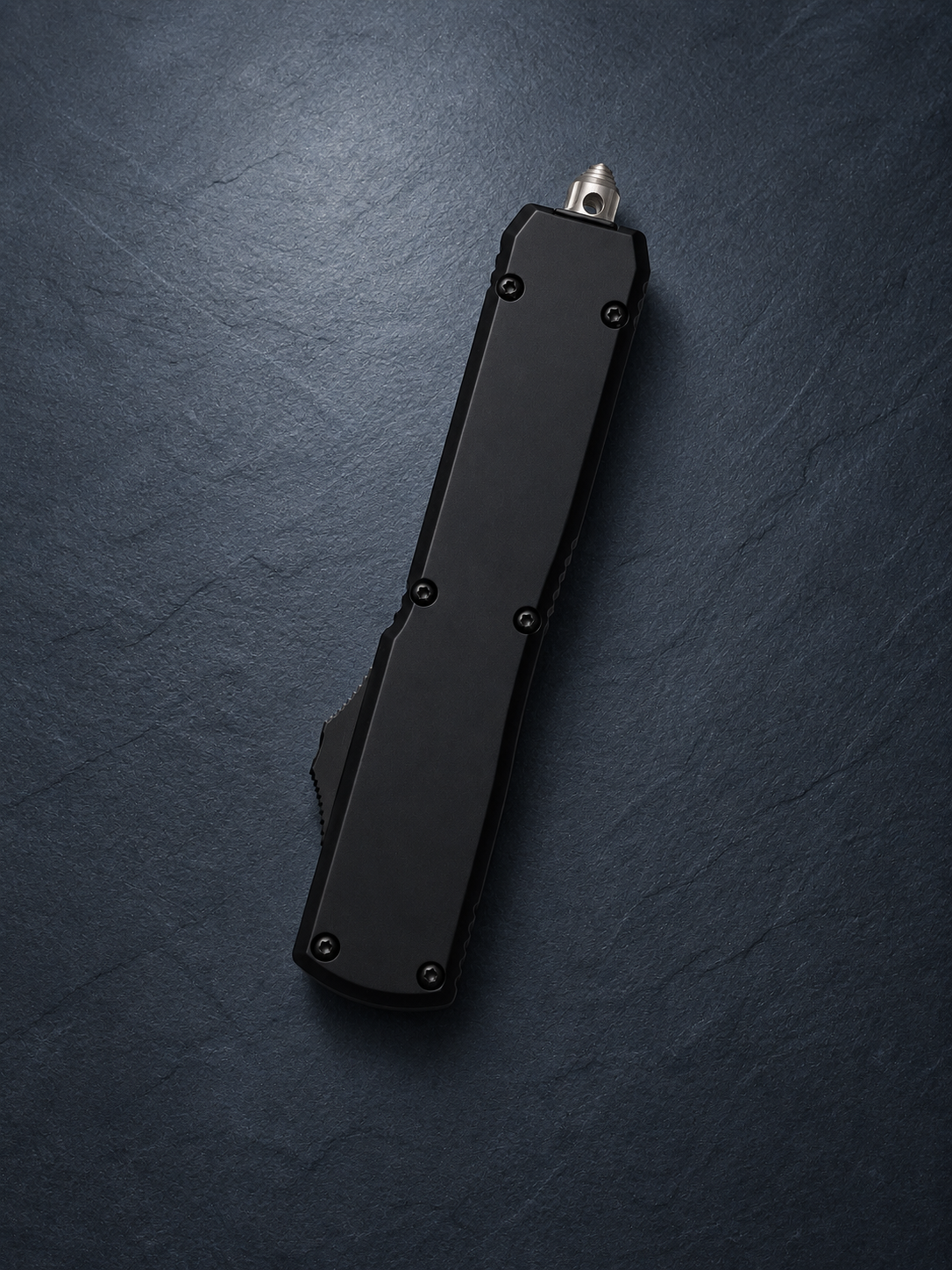 F8 Shadow Fire OTF – Black Handle, Stonewashed Double-Edge Blade 3.35"