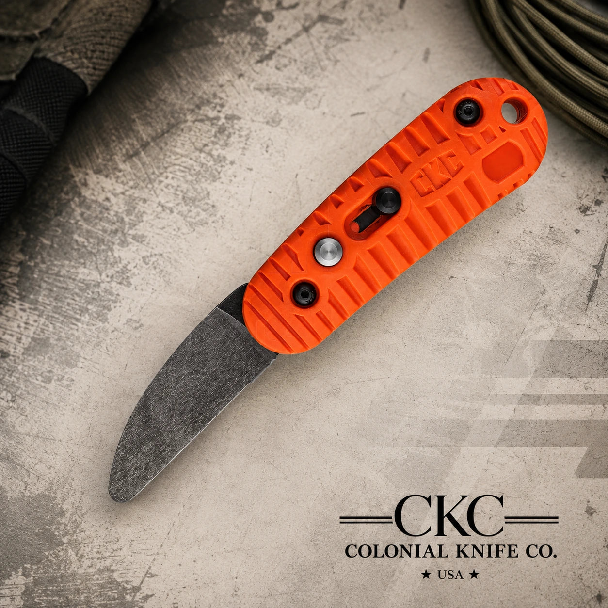 Colonial Knife Co. Auto CKC Automatic Knife Orange ABS (2 Black Oxide)