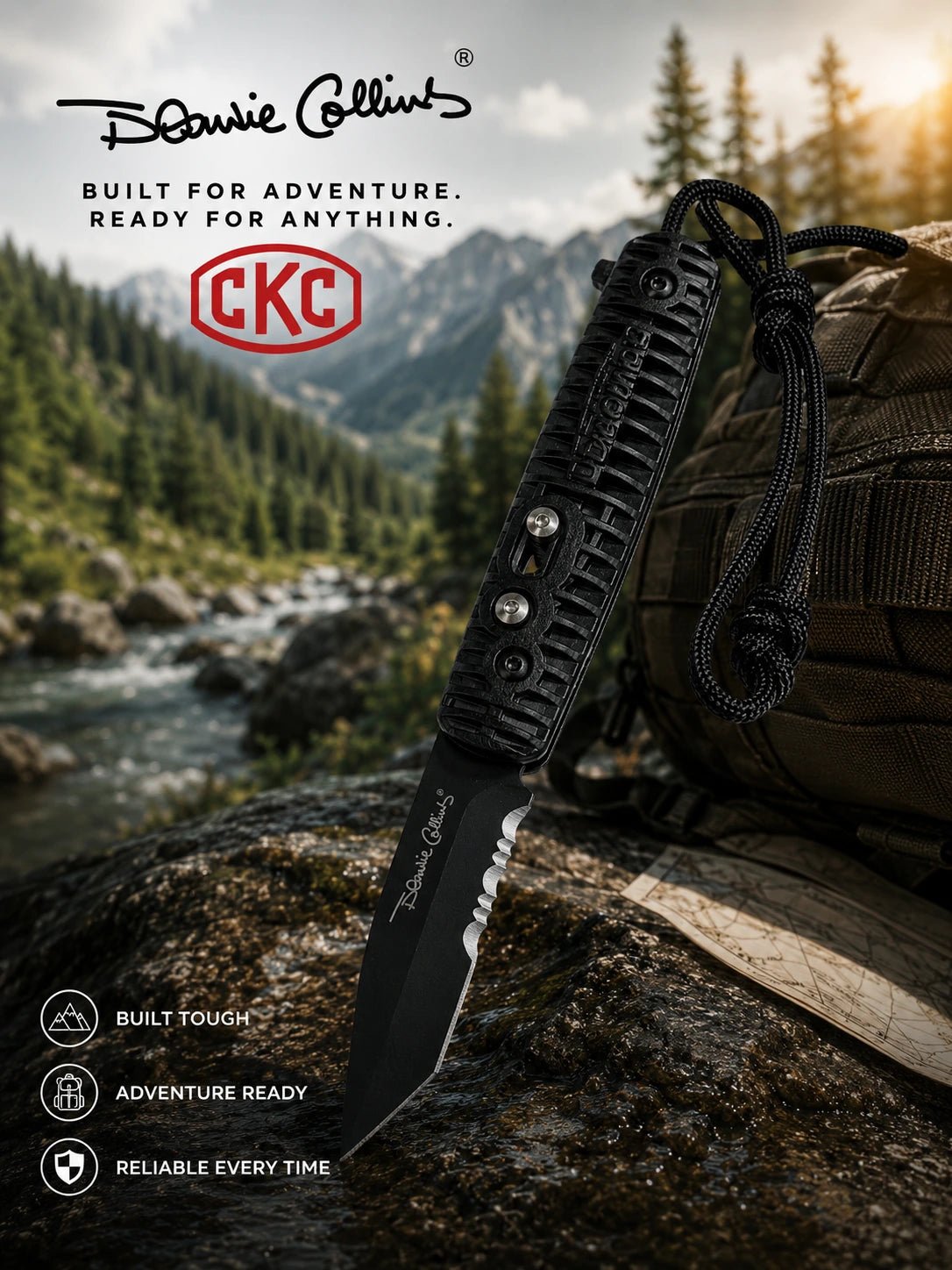 Colonial Knife Co. Auto Ranger Automatic Knife Black Polymer (2.75 Black Serr)