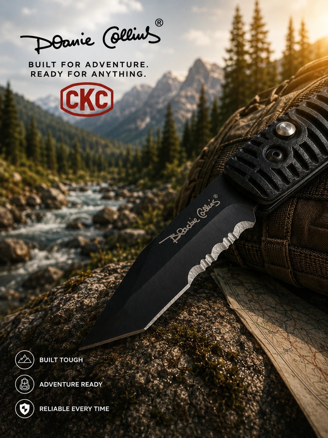 Colonial Knife Co. Auto Ranger Automatic Knife Black Polymer (2.75 Black Serr)