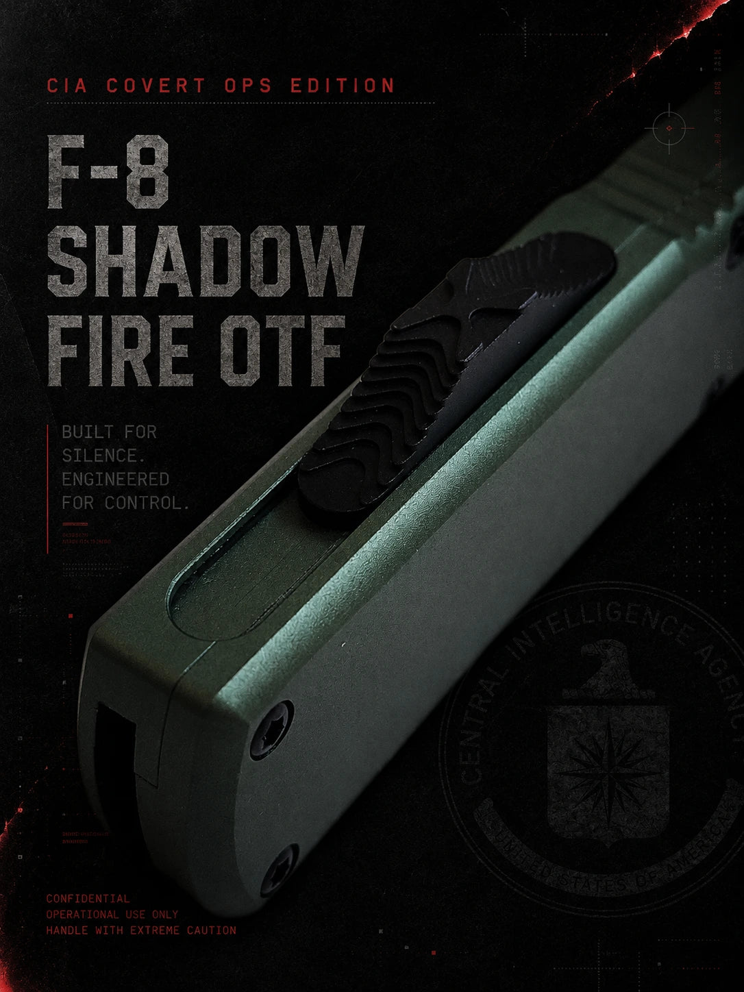 F8 Shadow Fire OTF Automatic Knife – OD | Stonewash Double Edge
