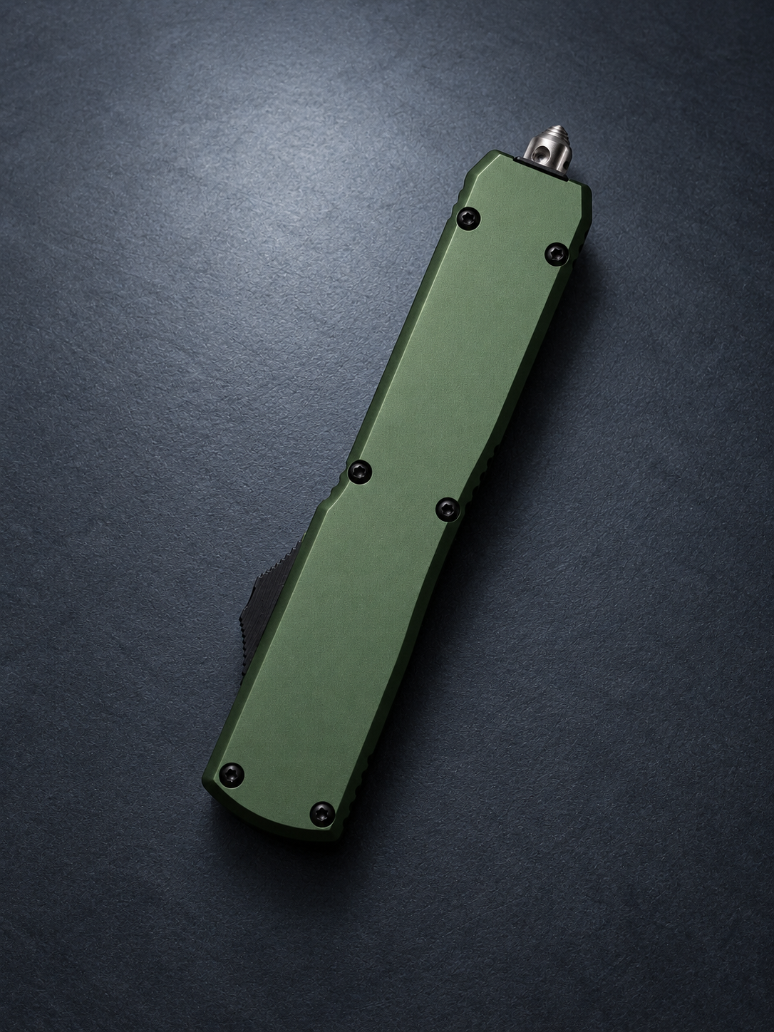 F8 Shadow Fire OTF – OD Green Handle, Stonewashed Double-Edge Blade 3.35