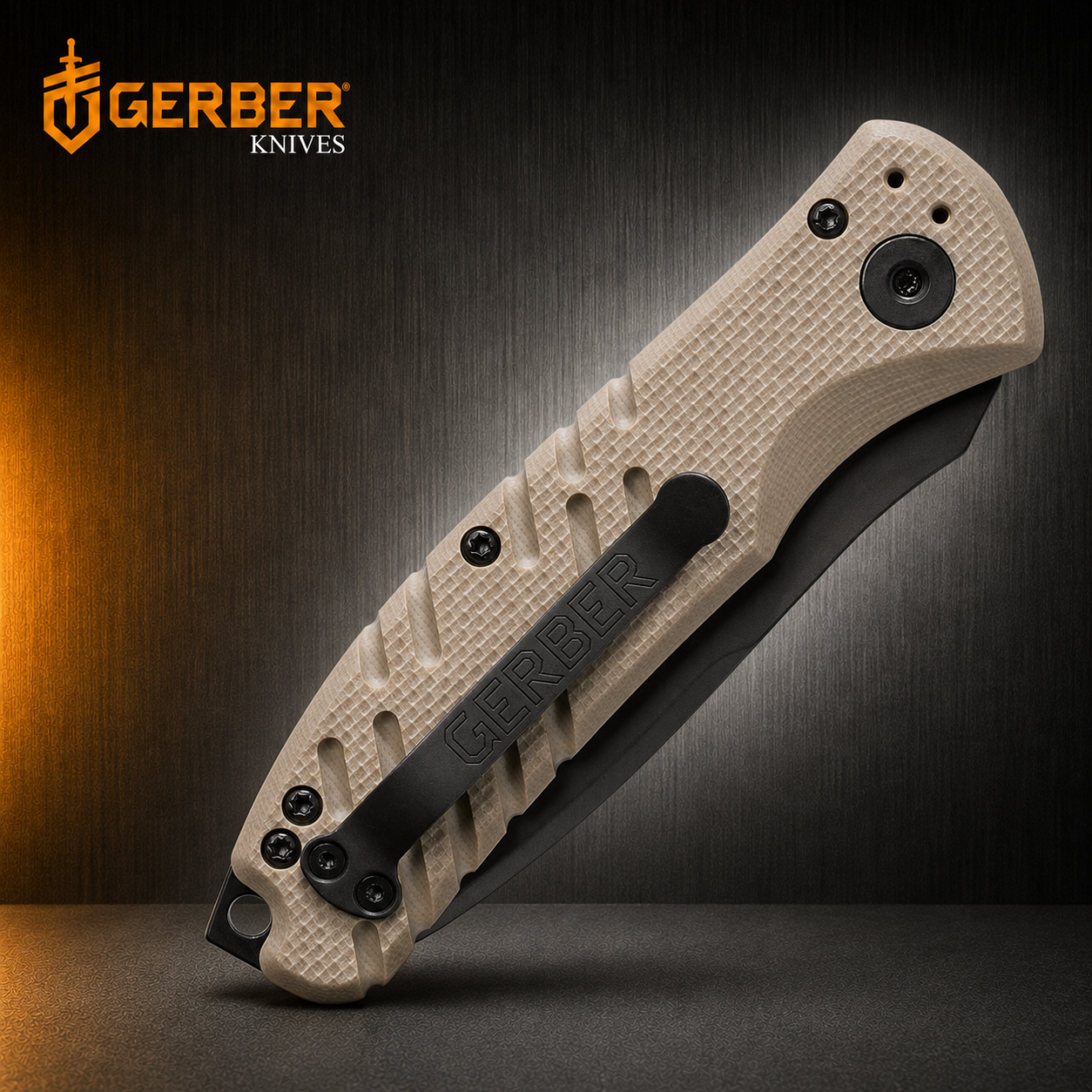 Gerber Propel Downrange Automatic Knife – Desert Tan G-10, 3.5" Black S30V Serrated Tanto