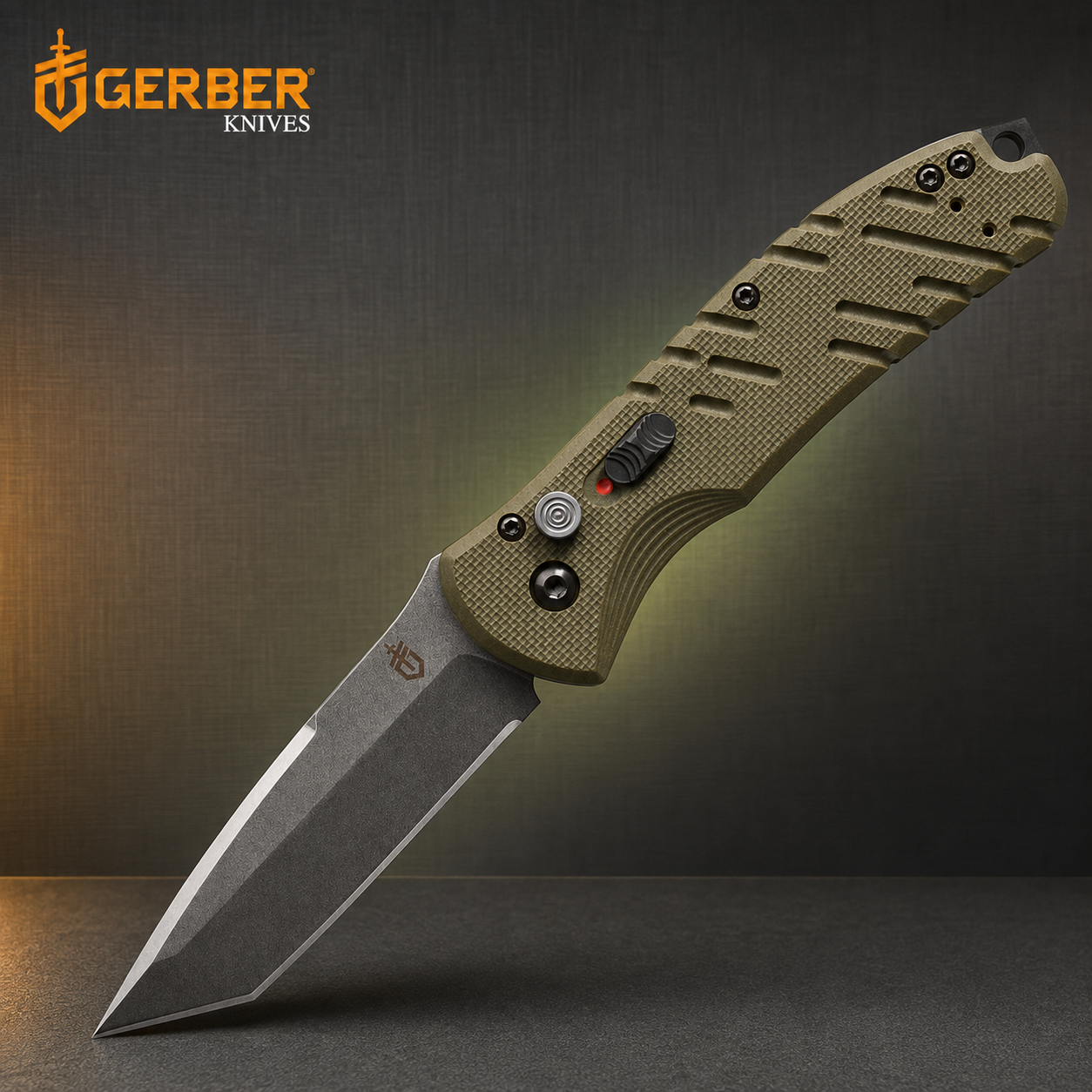 Gerber Propel Downrange Automatic Knife OD Green (3.5" S30V Plain Stonewash Tanto)