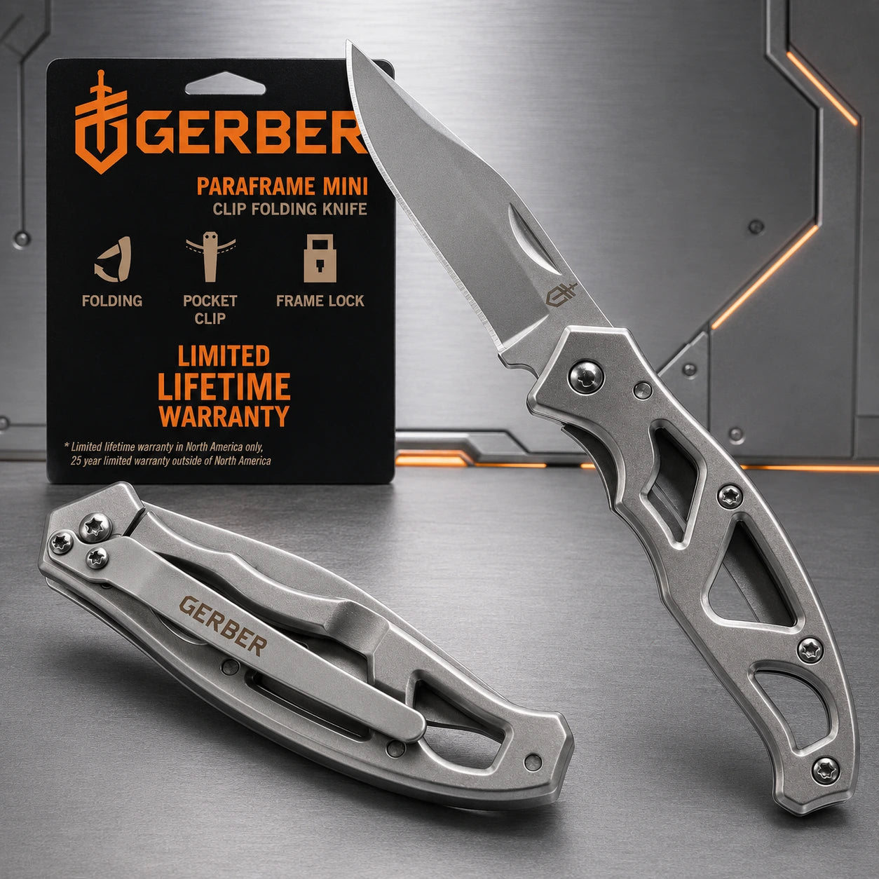 Gerber Paraframe Mini Folding Pocket Knife – 2.2″ Plain Edge, 22-48485
