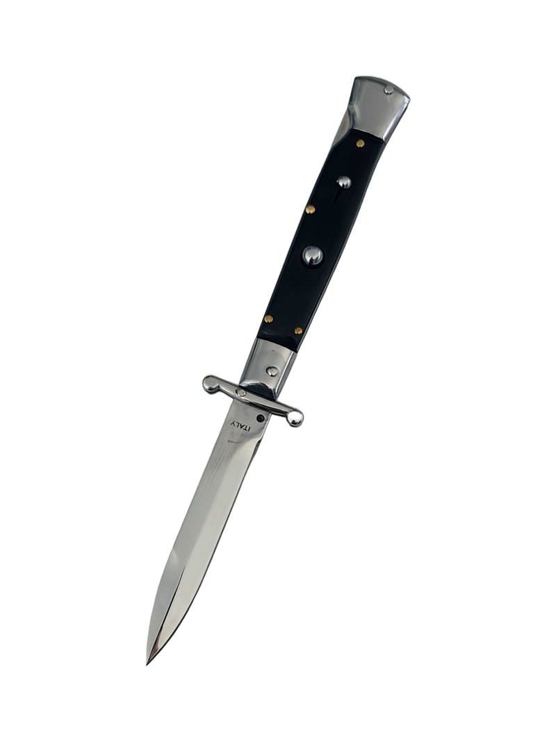 Italian 9" Stiletto Automatic Swinguard Knife - Mirror Polished.