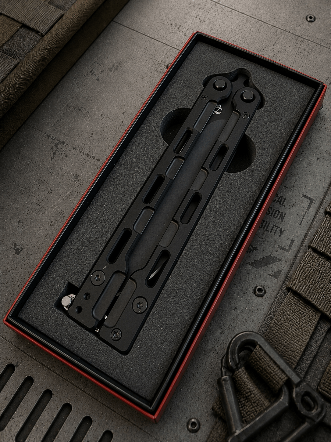 Mantis Balisong Flyswitch - Black Titanium (3.88" 154 CM)
