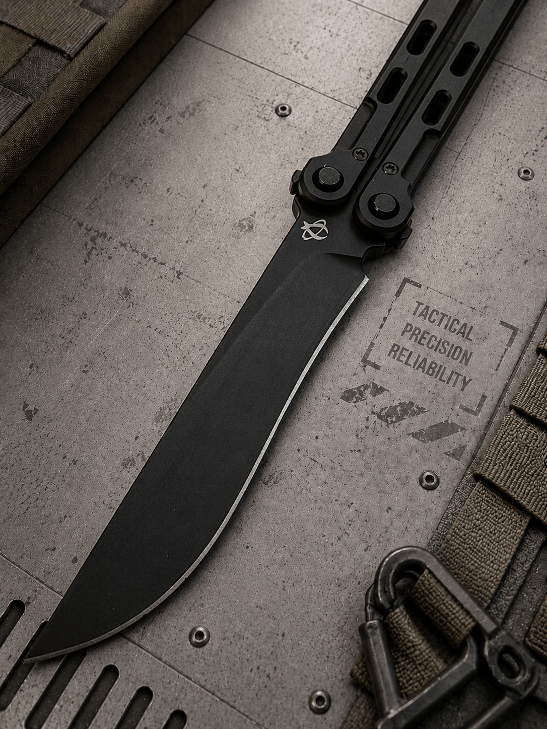 Mantis Balisong Flyswitch - Black Titanium (3.88" 154 CM)