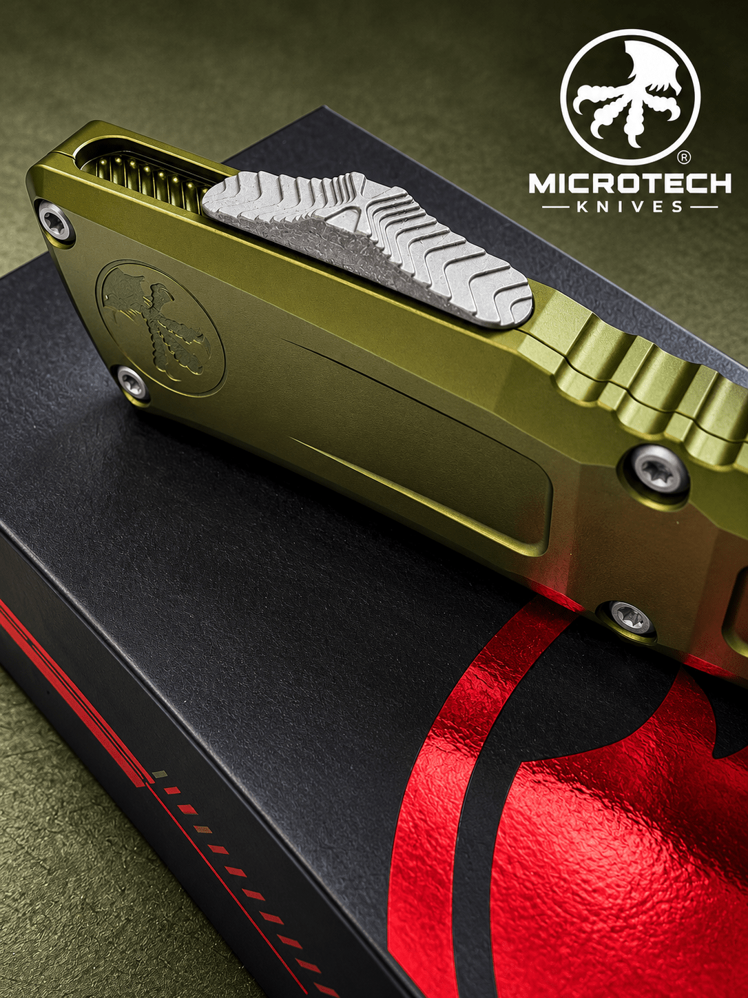 Microtech Combat Troodon Gen III DE OTF Automatic Knife – OD Green Aluminum  Apocalyptic Partially Serrated Dagger M390MK  1142-11 APOD