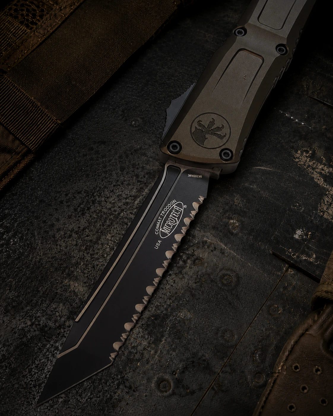 Microtech Combat Troodon Gen III T/E OTF Knife OD Green Al (4" Black Full Serr)