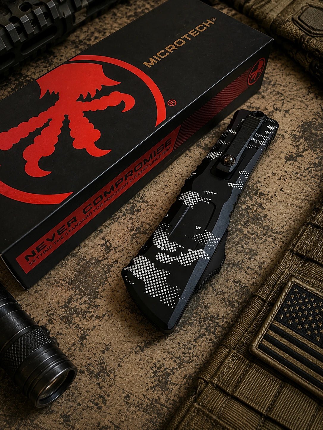 Microtech Combat Troodon T/E OTF Knife Pixel Camo Aluminum (4" Pixel Full Serr)