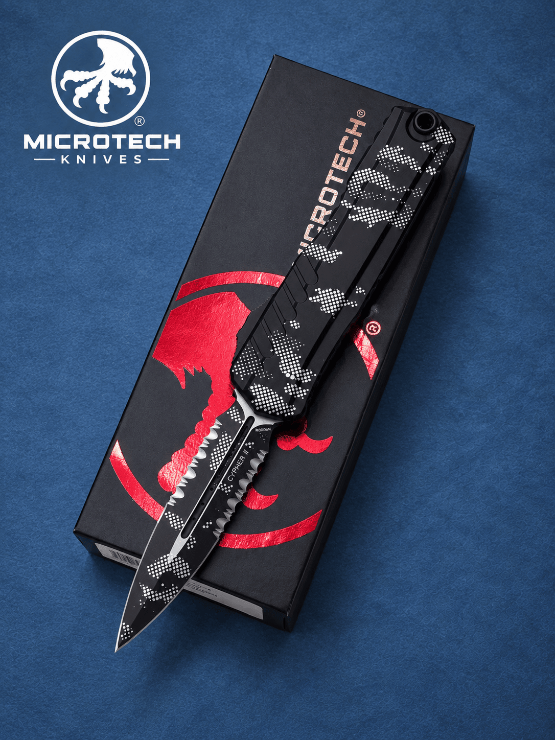 Microtech Cypher II DE OTF Automatic Knife Pixel Camo  (3.5 Pixel Camo Serr)