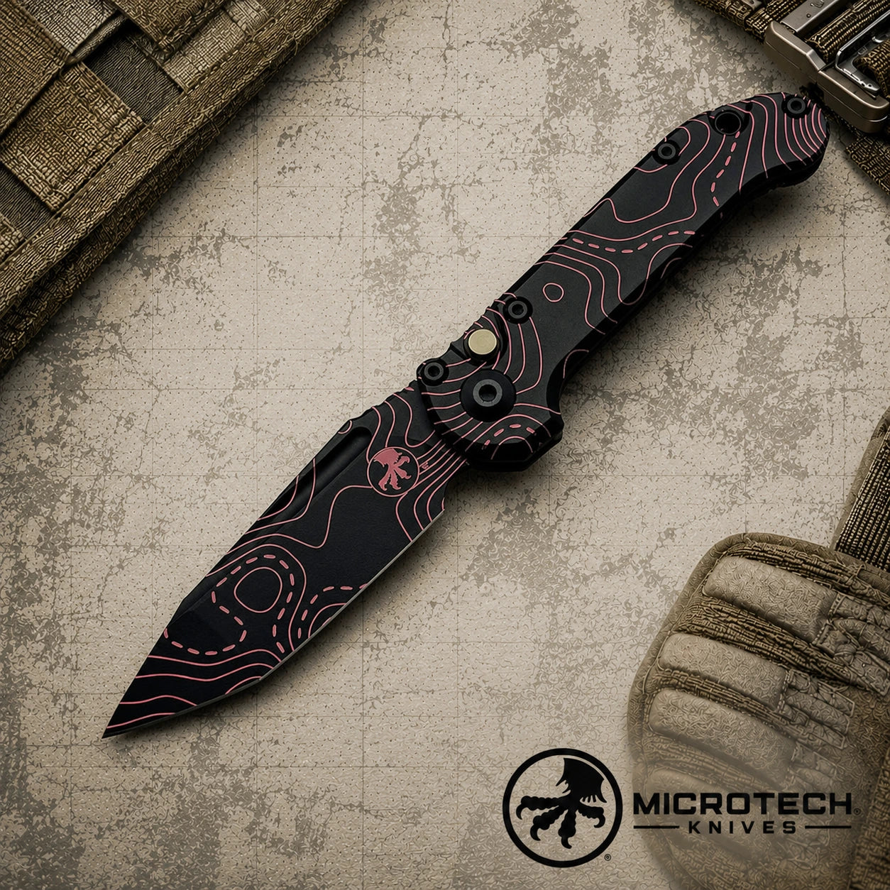 Microtech LUDT Gen III SE Automatic Knife Topographic BlackOrange Camo (3.5)