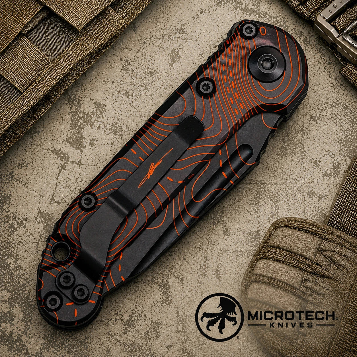 Microtech LUDT Gen III SE Automatic Knife Topographic BlackOrange Camo (3.5)