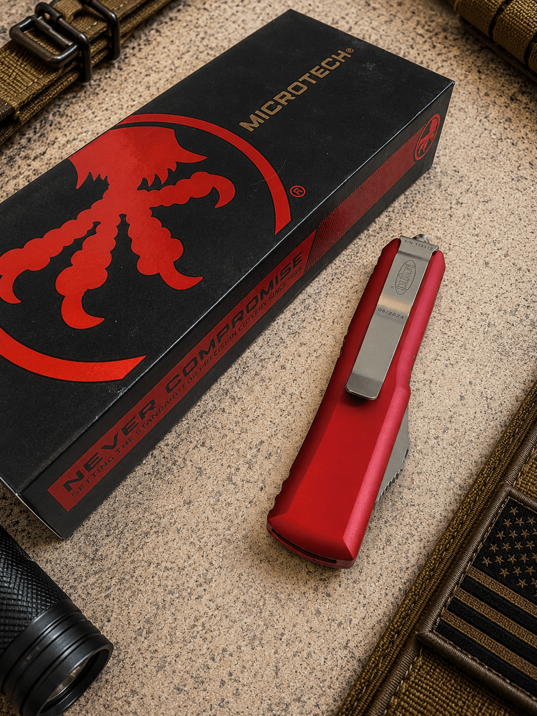 Microtech UTX-85 S/E OTF Automatic Knife  Red  (3.1" SW)