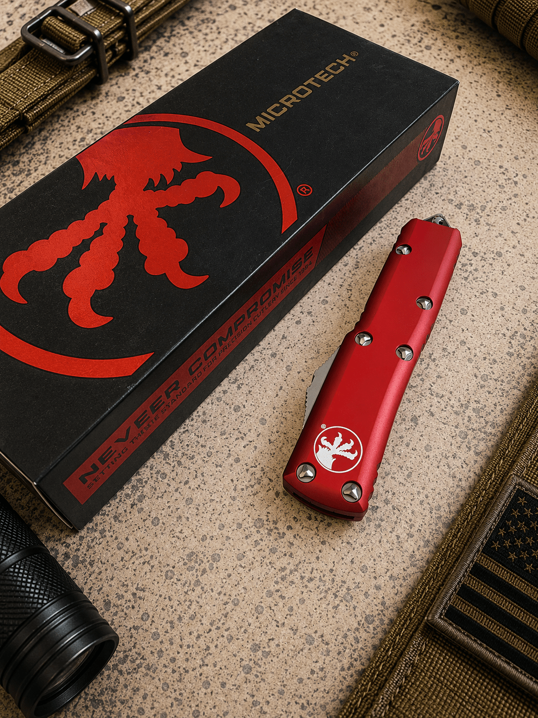 Microtech UTX-85 S/E OTF Automatic Knife  Red  (3.1" SW)