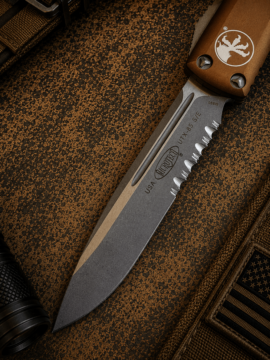 Microtech UTX-85 S/E OTF Automatic Knife Tan (3.125" Apoc)